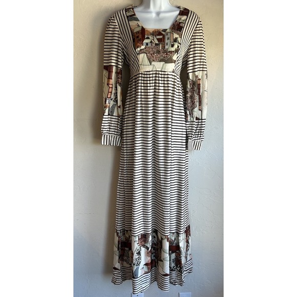 LA i Dresses & Skirts - Vintage 60s 70s LA Nylon Maxi Dress 12 Prairie Folk Novelty Cottagecore Bohemian